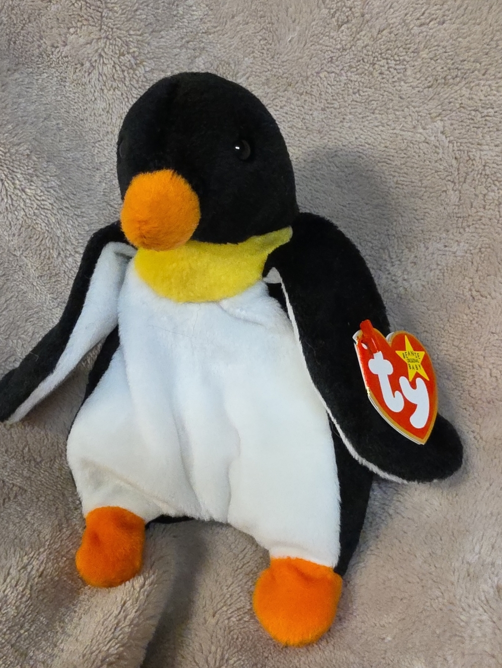Ty Plush Penguin Toy - Black, White, Orange & Yellow